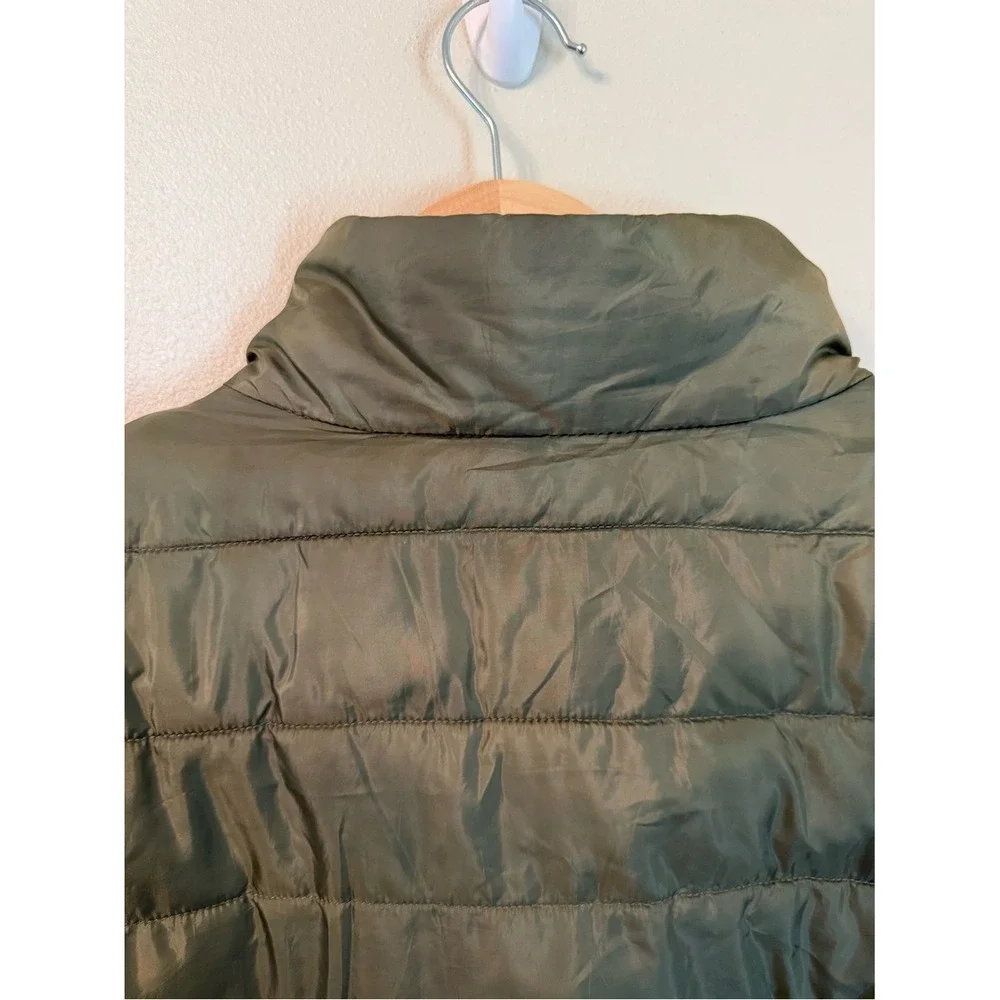 True Religion Men's Olive Green Puffer Jacket Logo Zip